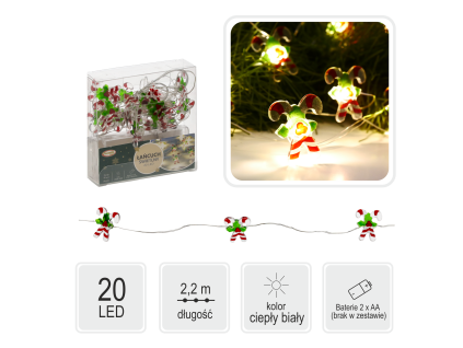 LED FÉNYLENCÁL CUKORKA 20L ELEMMEL bal=20db *2199