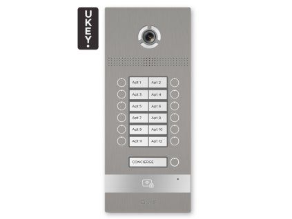 BI-12FB SILVER - IP kaputelefon panel, 12 lakásos, UKEY, SIP 2.0 - BasIP