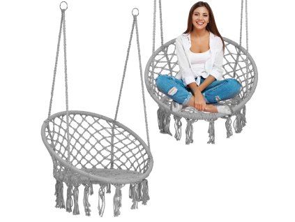 BOHO függő hintaszék szürke