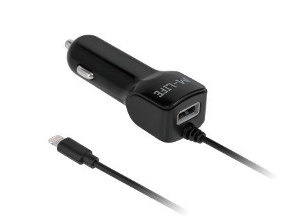 Autótöltő Lightning + USB 2100 mA ML0993