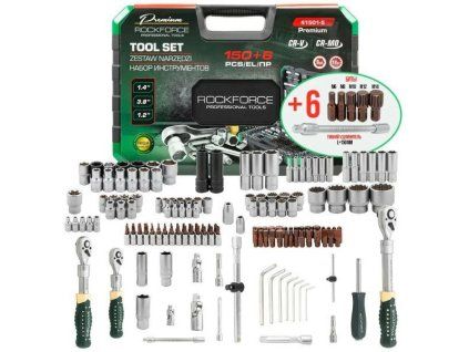 ROCKFORCE 150+6 részes prémium szerszámkészlet Cr-Mo CrV